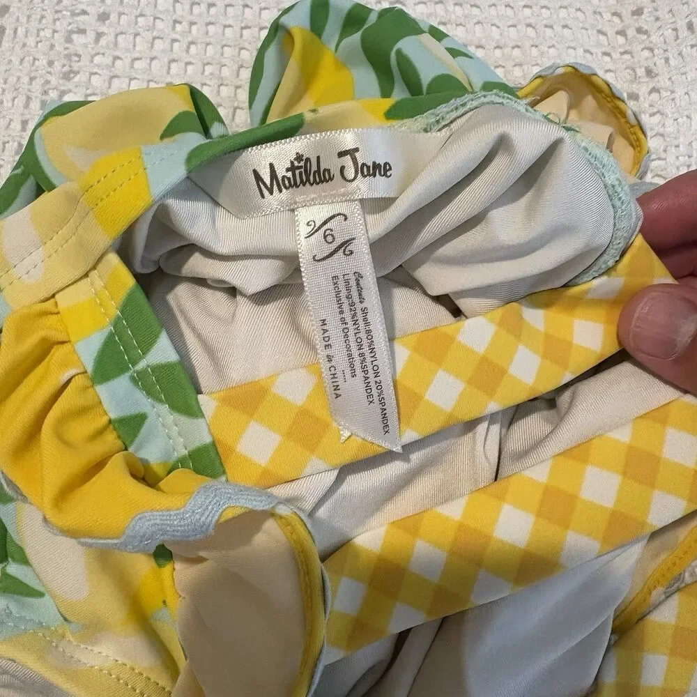 Matilda Jane Cool One Piece Floral 6‎ Girl Yellow Lemon Summer beach vacation